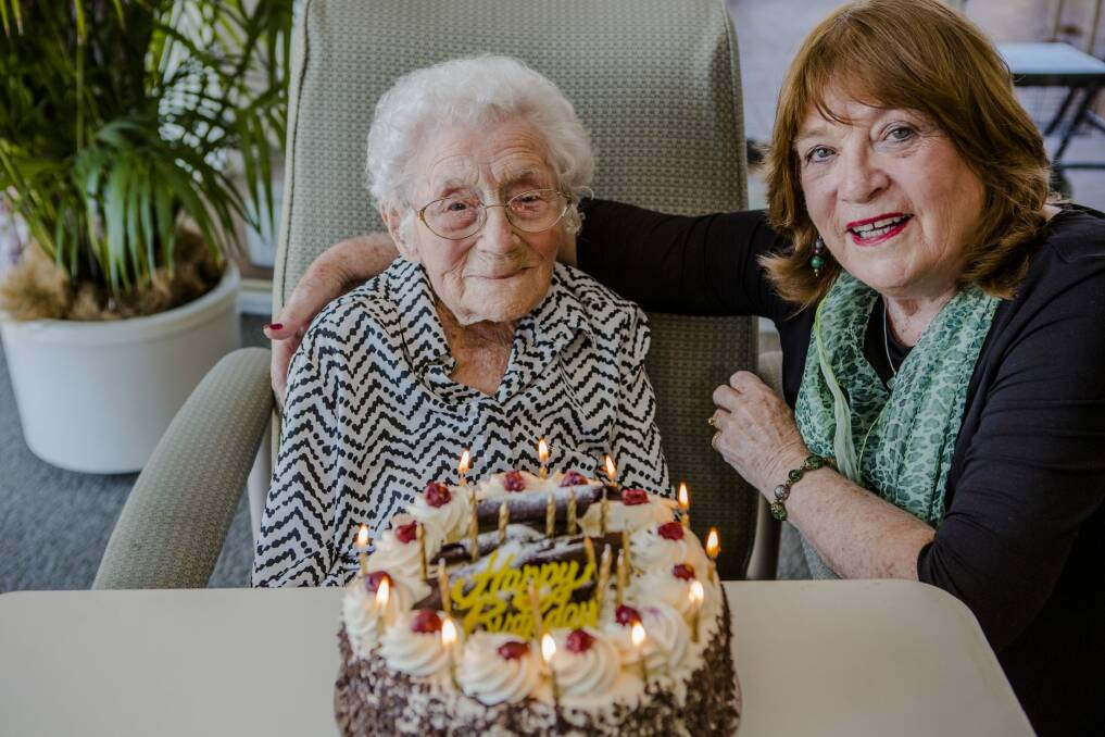 Gwen Smith celebrates her 108th birthday with her daughter Terry Ayres. Photo: Jamila Toderas