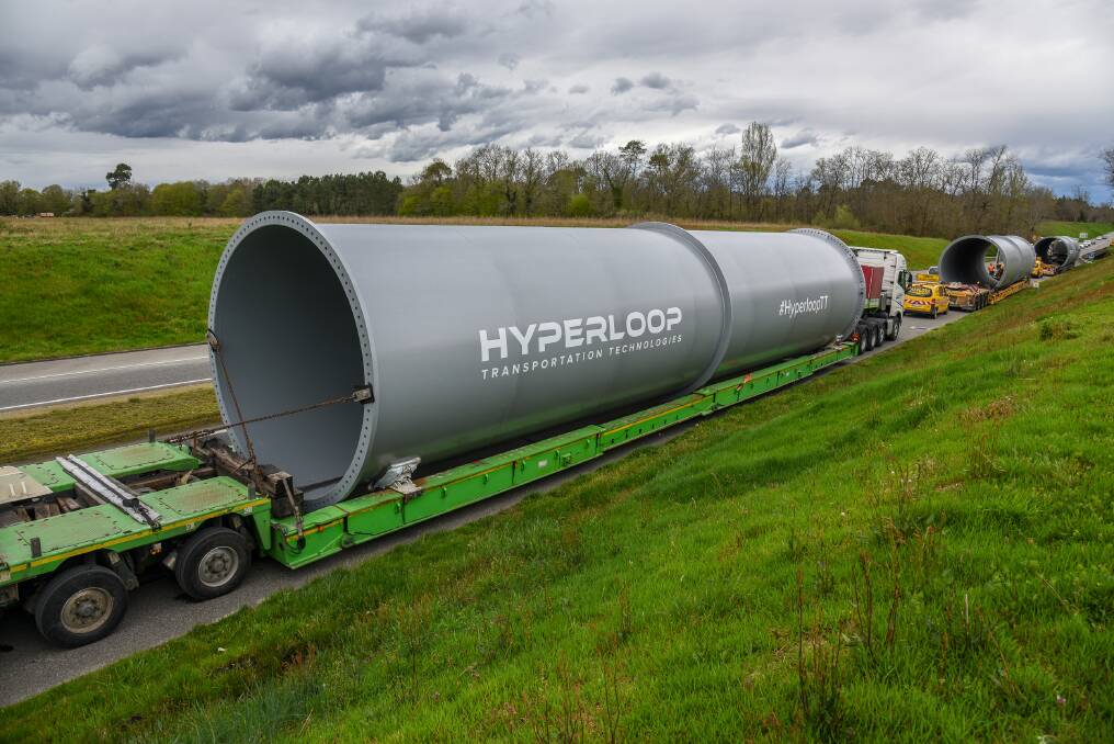 A hyperloop tube, through which Hyperloop Transportation Technologies says capsules carrying passengers or cargo could be propelled at up to 1223 kilometres an hour. Photo: Hyperloop Transportation Technologies