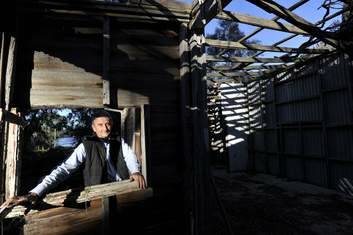 Architect Peter Freeman in the decomposing shed last May. Photo: Jay Cronan