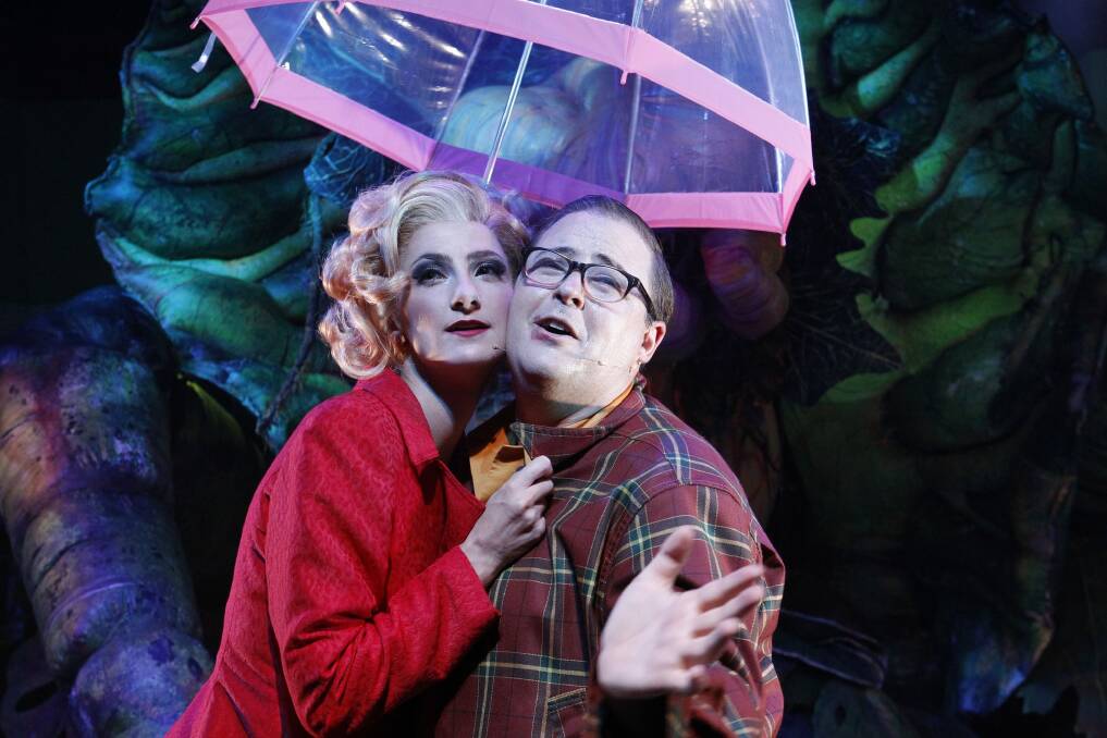 Esther Hannaford as Audrey and Brent Hill as Seymour in the Little Shop of Horrors. Photo: Jeff Busby