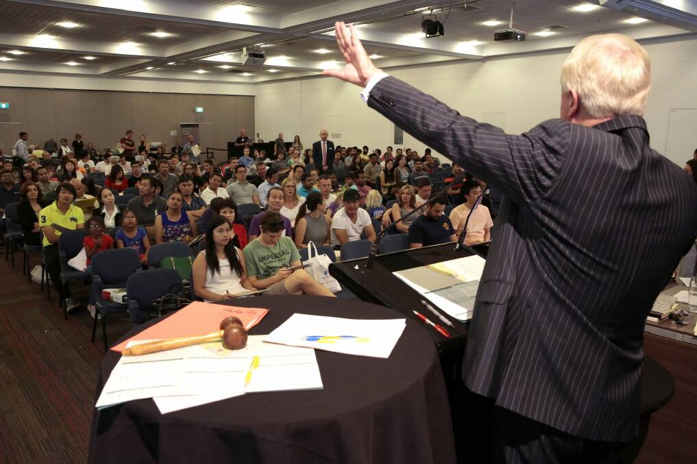 The Throsby land auction at the National Convention Centre on February 27. Photo: Jeffrey Chan