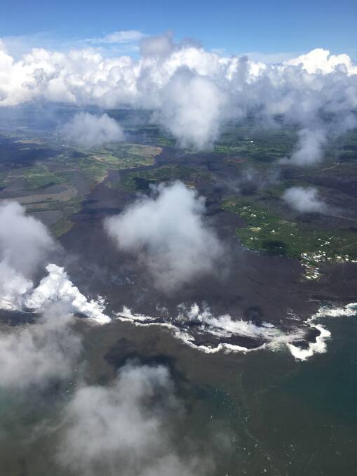 An aerial view of Hawaii's Big Island as Kilauea volcano erupts. Photo: Meghan Miller