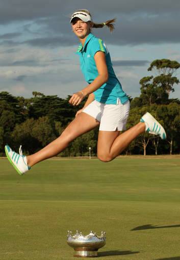 Jessica Korda celebrates winning the 2012 Women's Australian Golf Open. Photo: Getty Images