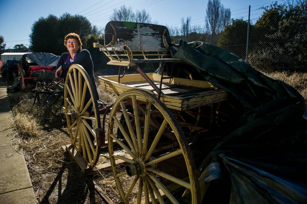 Sue Whelan, of the Queanbeyan City Council, is seeking expressions of interest to restore old horse carriages found at the council depot. Photo: Jay Cronan