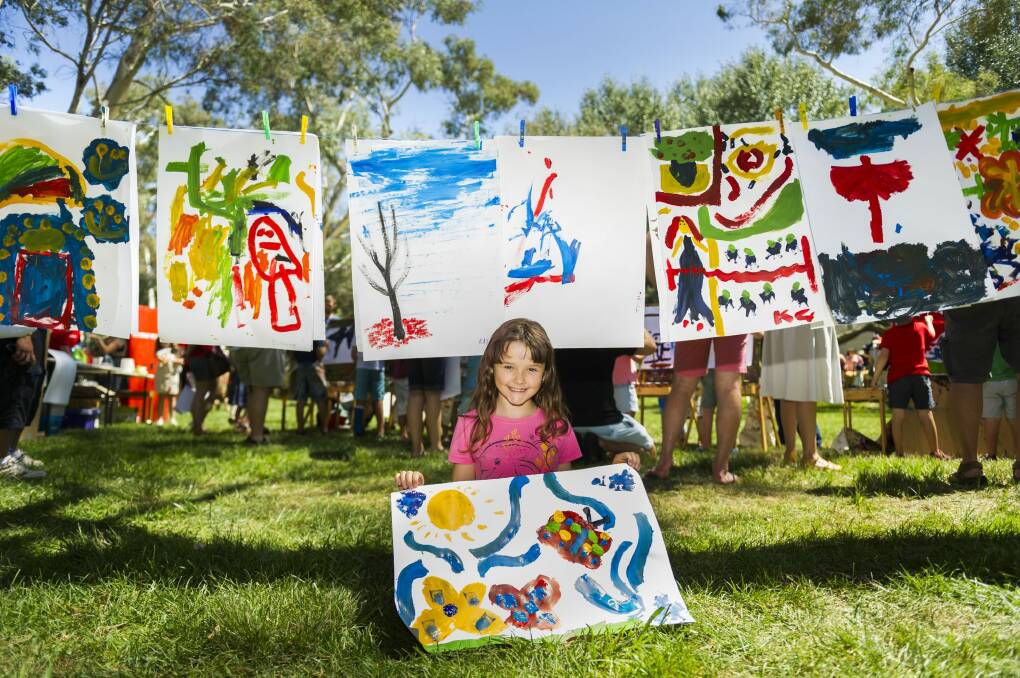 Danielle Marshall, 8, of Kambah, with her painting.
 Photo: Rohan Thomson