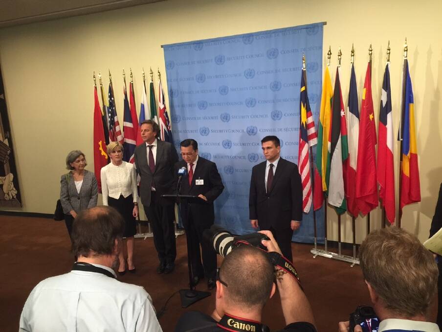 Julie Bishop with other leaders outside the UN Security Council. Photo: James Massola