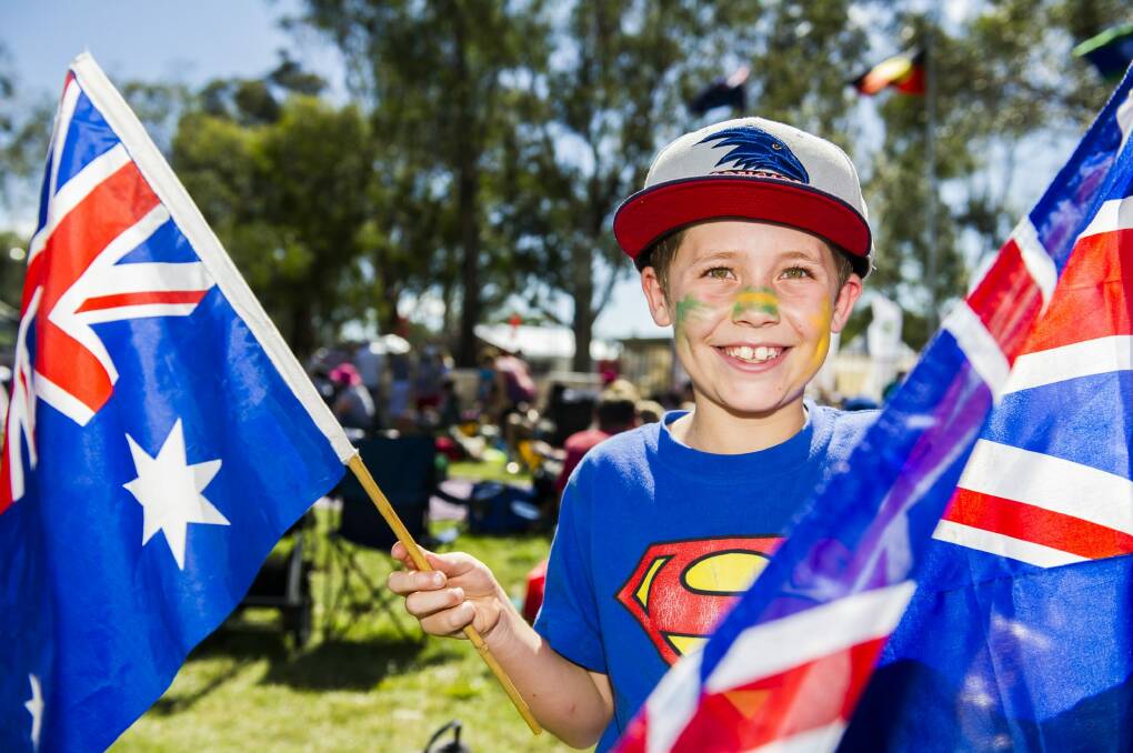 Josh Frampton, 9, of Nicholls, at the Australia Day Live concert last year. Photo: Rohan Thomson