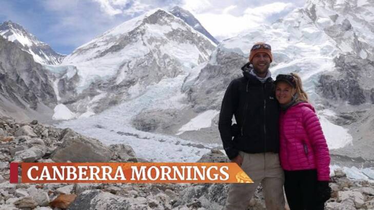 No the snow hasn't made it here just yet: Canberra couple Laura and Ben Darlington before they conquered Mount Everest. Photo: Laura Darlington