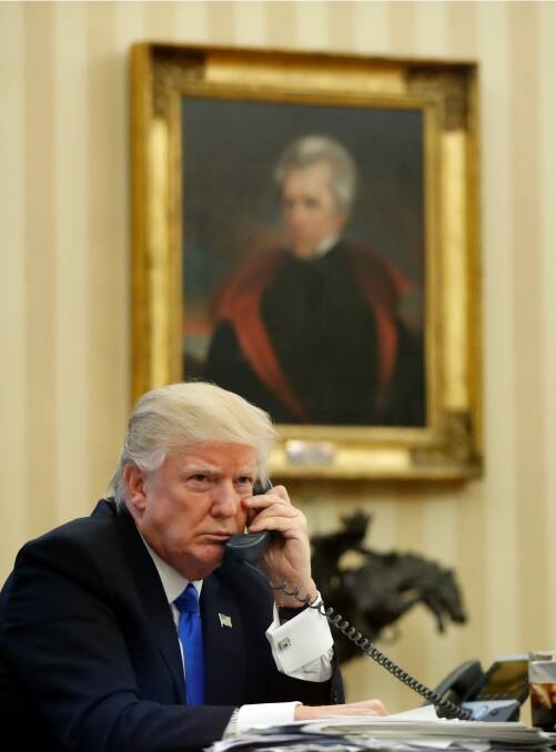 Donald Trump in the Oval Office, near a portrait of Andrew Jackson, a president with some similar traits. Photo: Alex Brandon