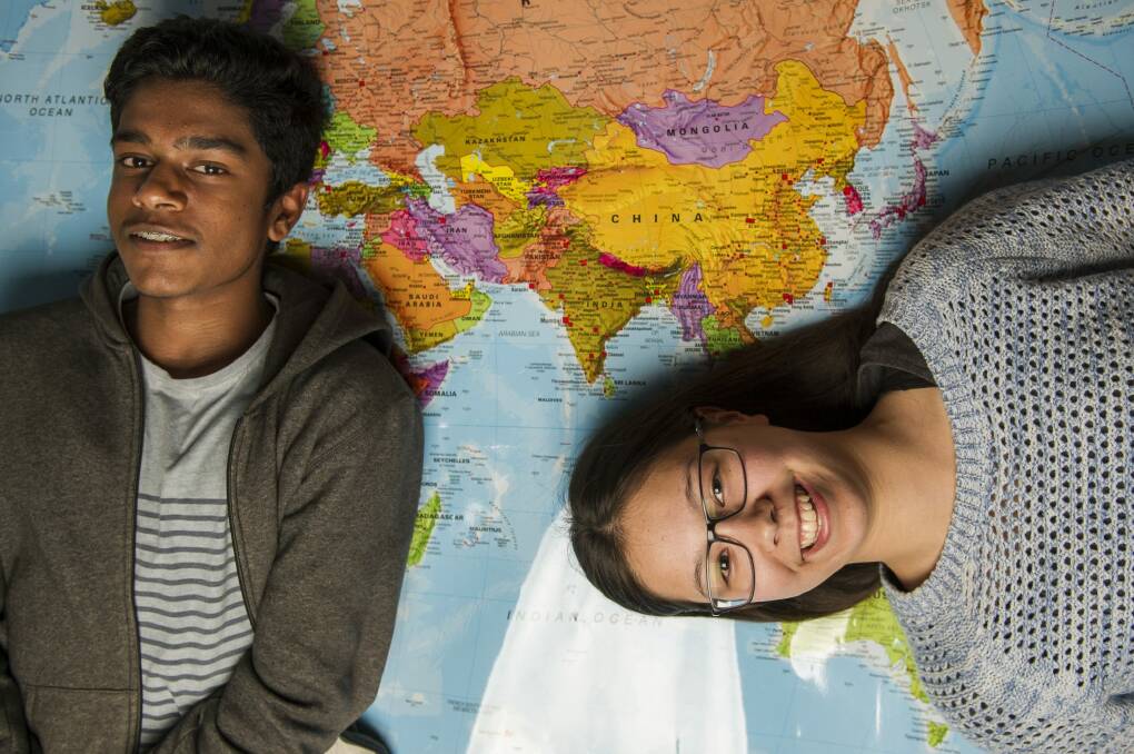 Claire Yung and Deepan Kumar were part of Australia's winning team at the International Geography Olympiad in Beijing. Photo: Jay Cronan