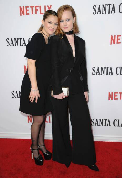 Drew Barrymore, left, and Liv Hewson at the LA premiere of Santa Clarita Diet. They play mother and daughter on the show. Photo: Richard Shotwell