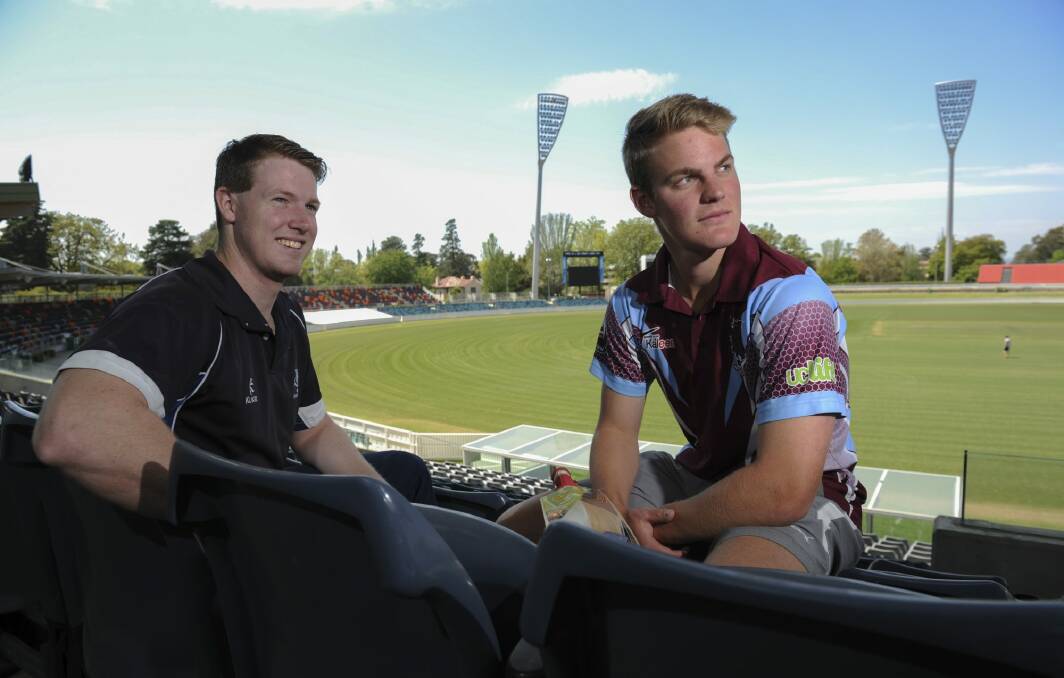 Scott Murn of the ANU, left, and Blake Macdonald from Wests-UC. Photo: Graham Tidy