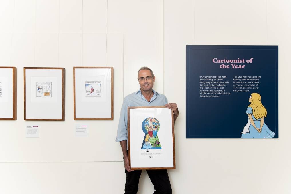 Matt Golding was announced as cartoonist of the year at the launch of the Behind the Lines exhibition on Friday.  Photo: Sitthixay Ditthavong