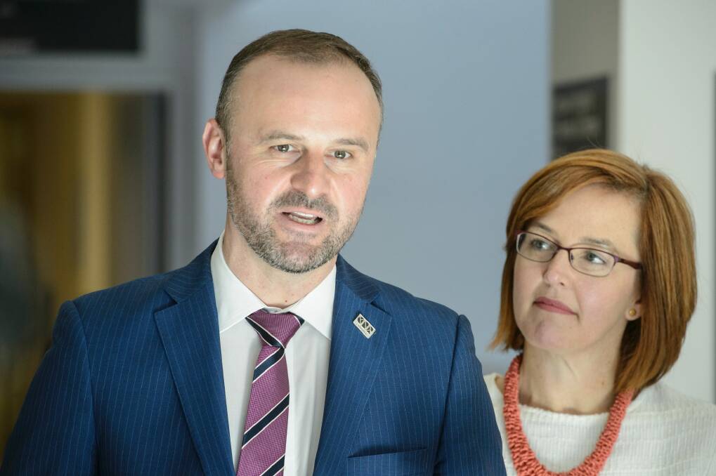 ACT Chief Minister Andrew Barr, with Health Minister Meegan Fitzharris earlier this year. Photo: Sitthixay Ditthavong