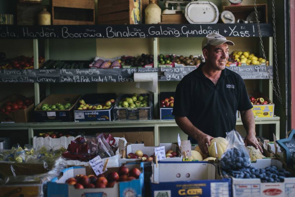 Gino Polimeni at his fruit shop in Jugiong NSW. 

 Photo: Rohan Thomson