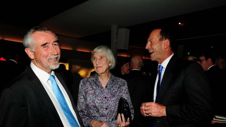 Gary Humphries, Heather Henderson and Tony Abbott at the Lobby Restaurant. Photo: Melissa Adams
