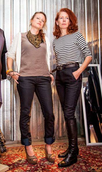 Models Jen Dubois and Karen Brennan wearing the new women's jeans by local label Corr Blimey. Photo: Alanna Bishop