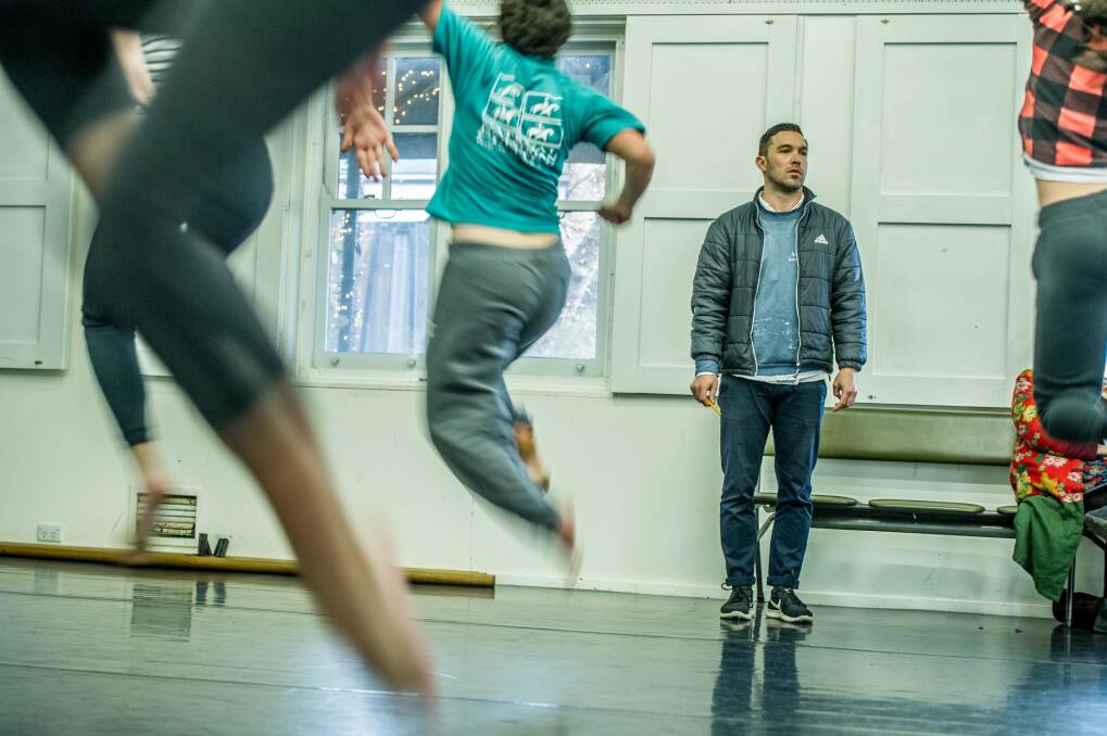 Dean Cross, teaching young people to dance, has been selected to take part in the Canberra Wellington Indigenous Artist Exchange pilot as part of NAIDOC Week Photo: Karleen  Minney