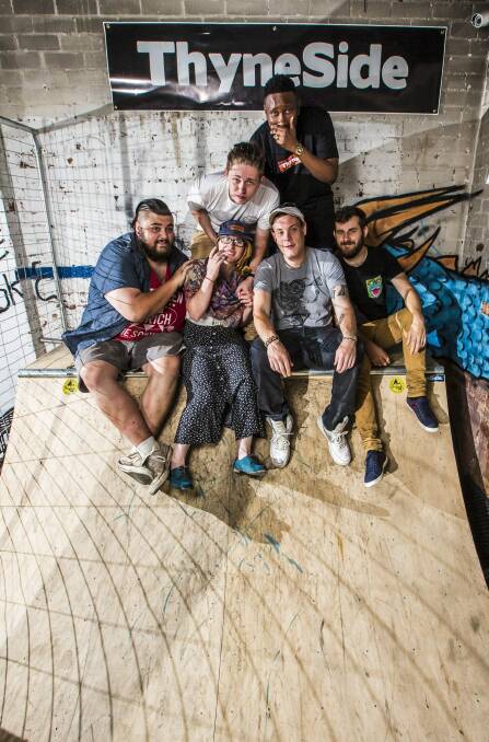 From left, Josh Sellick, Pat Rose, Simone Thompson, Tk, DaveKat, and Houl at The Chop Shop in Braddon, which will close after one final bash on New Year's Eve. Photo: Matt Bedford