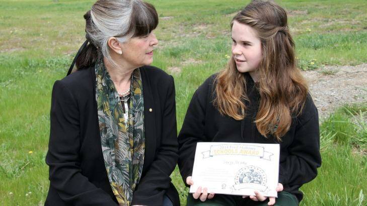 Gabi Hollows and Jorja Drady at Friday's announcement of the Fred Hollows School Awards.  Photo: Phil Styles