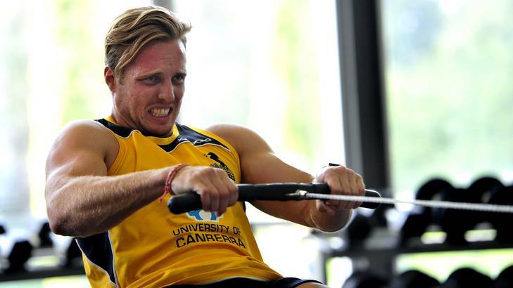 Tom Cox during training at Brumbies HQ, Griffith. Photo: Melissa Adams