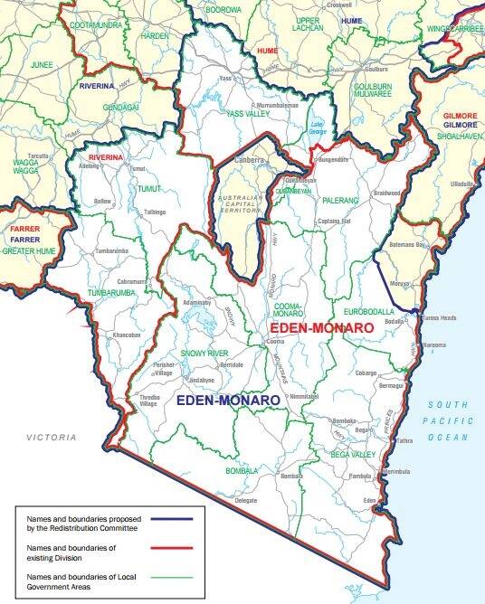 The new Eden-Monaro boundaries take in Yass and Tumut and drop Moruya and Batemans Bay.  Photo: Supplied