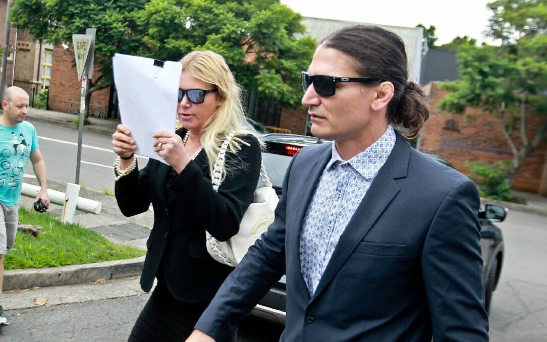 Lizzie Buttrose and her fiance Zoran Stoper outside Waverley courthouse on Monday. Photo: Ben Rushton