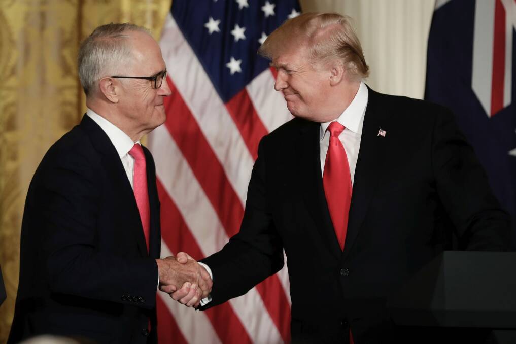 The announcement of the new USS Canberra was made during Prime Minister Malcolm Turnbull's visit to the US with President Donald Trump  Photo: Alex Ellinghausen