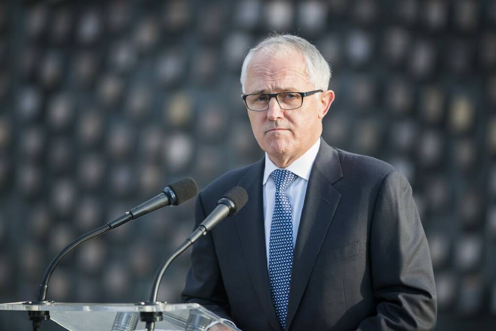 Prime Minister Malcolm Turnbull addresses the crowd at a service to mark National Police Remembrance Day in Canberra. 

 Photo: Rohan Thomson