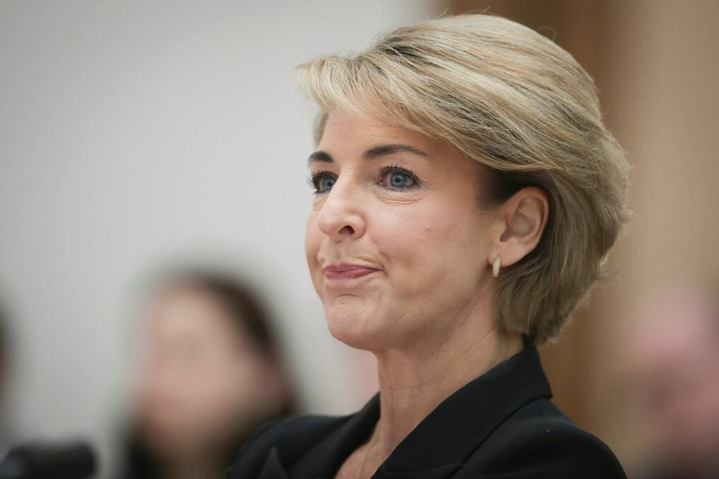 Minister for Jobs and Innovation Michaelia Cash during the estimates hearing on Wednesday. Photo: Alex Ellinghausen