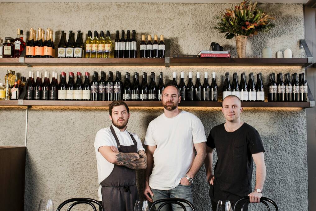 Head chef Josh Lundy, owner Gus Armstrong and floor manager Ross McQuinn at Pulp Kitchen. Photo: Jamila Toderas