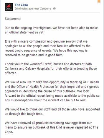 The Copa issued this apology on Facebook.
