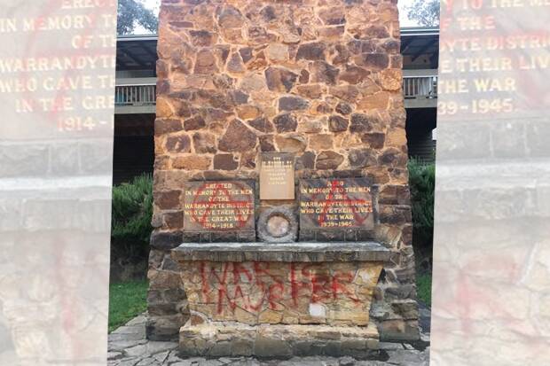 The RSL will try to remove the graffiti in time for Tuesday's Anzac Day march. Photo: Supplied