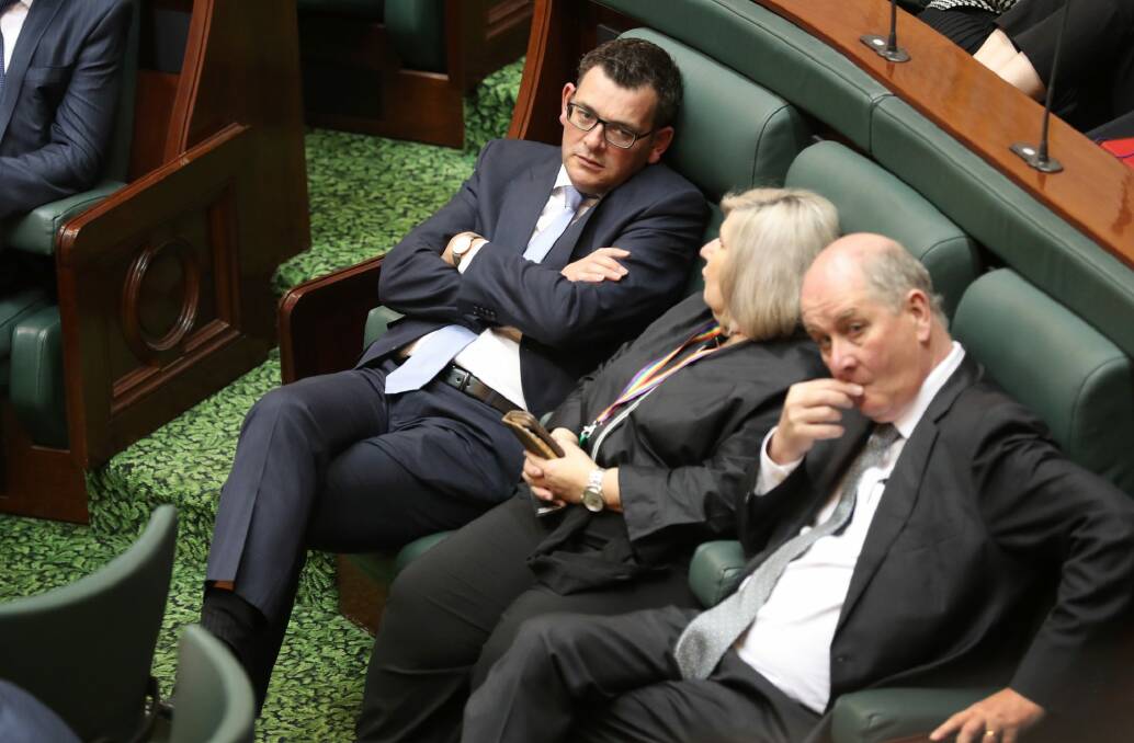Premier Daniel Andrews during the long, long debate. Photo: David Crosling