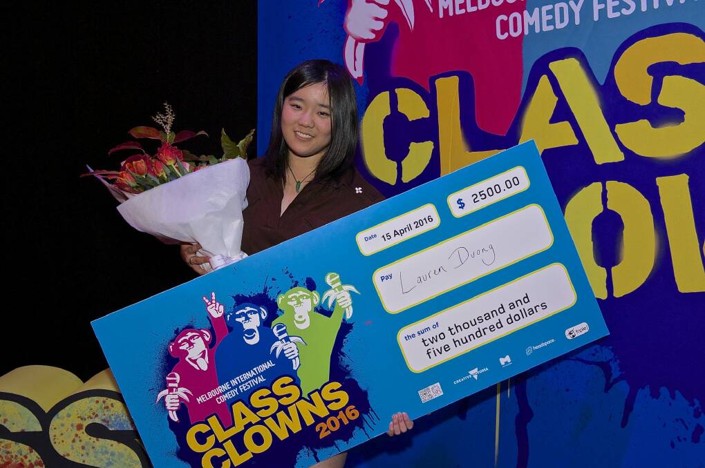 Canberra student Lauren Duong has won the Class Clowns grand final at the Melbourne International Comedy Festival. Photo: Supplied