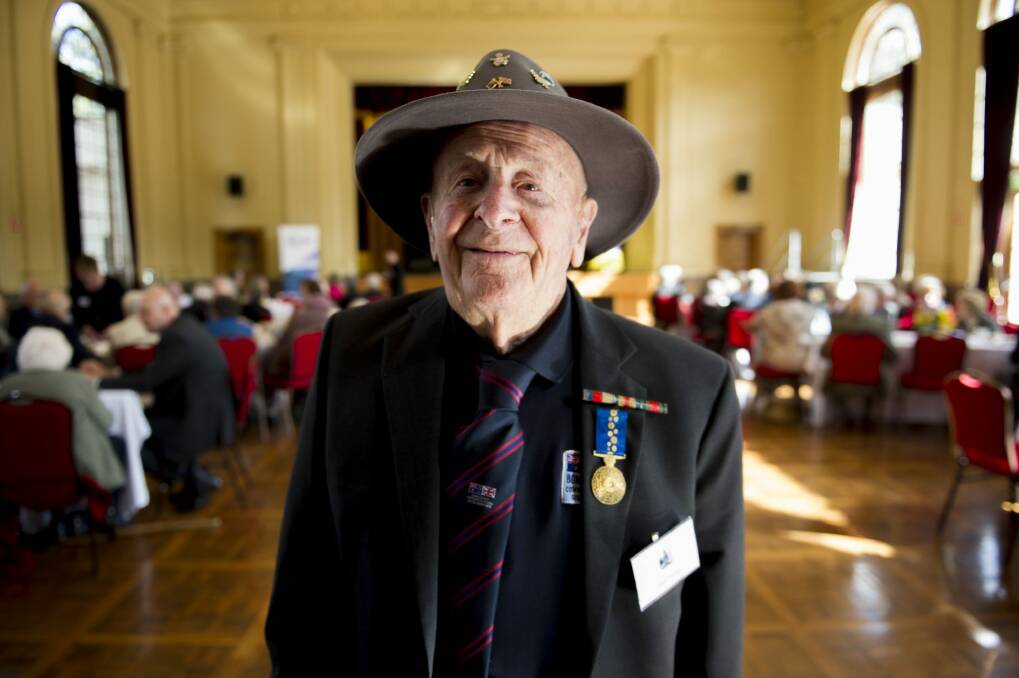 Clive Gesling, whose plane landed with empty tanks, was one of 50 local WWII veterans honoured.  Photo: Jay Cronan
