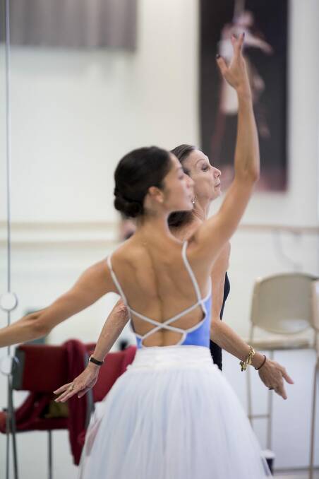 Robyn Hendricks (front) and Maina Gielgud rehearsing the role of Myrtha in "Giselle".  Photo: Lynette Wills