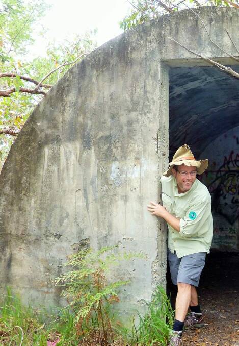 Tim the Yowie Man checks out a semi-underground bunker near Broulee. Photo: Supplied