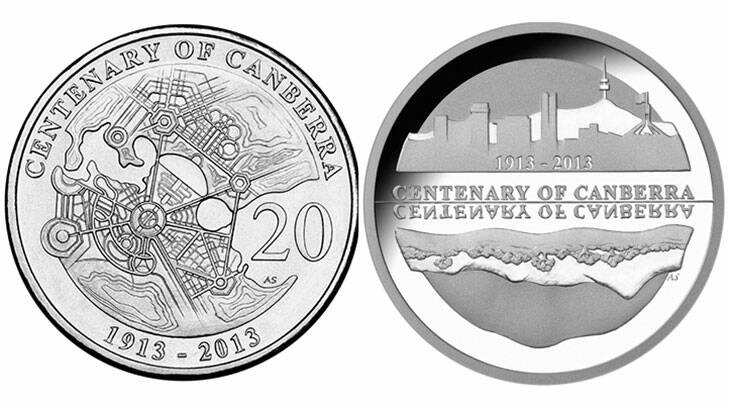 The circulating 20 cent Centenary coin (left) and the silver proof collectible $5 coin (right).