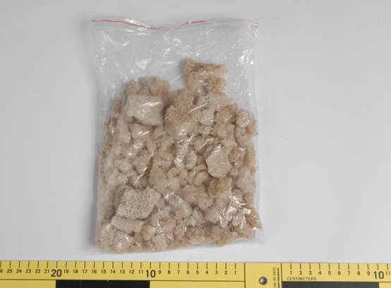 The package of crystalline rock of MDMC, which has a street value of $60,000. Photo: Police Media