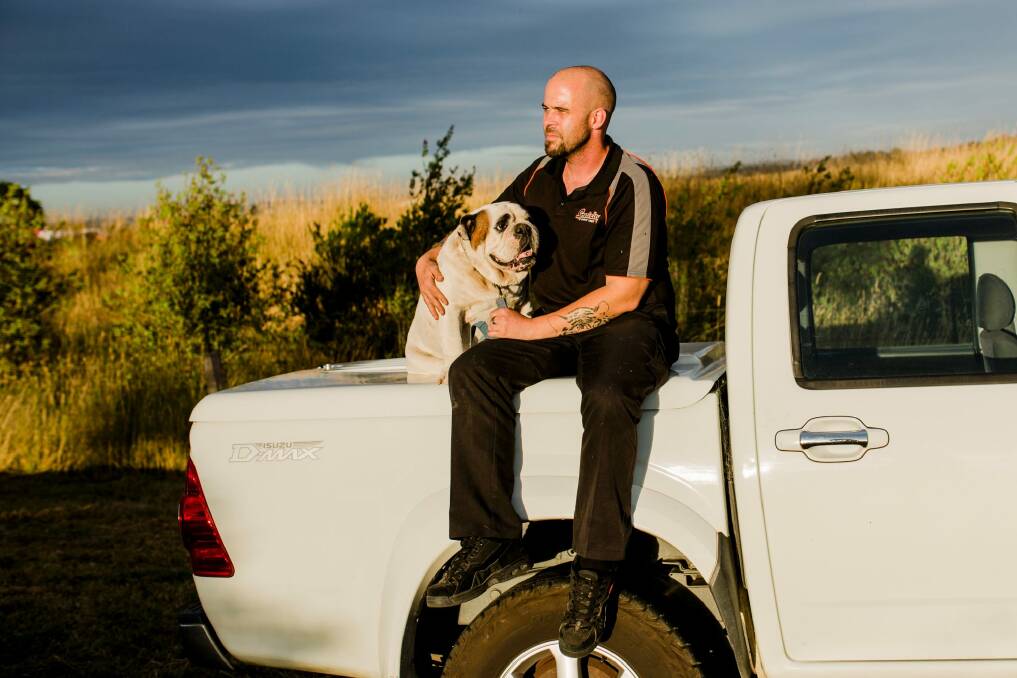 Courtney Chalman of Sutton, with his dog Zeus.  Photo: Jamila Toderas