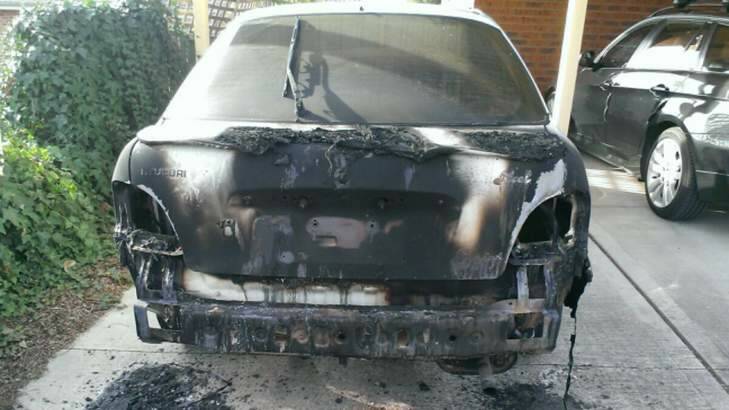 The car was destroyed by fire. Photo: Supplied