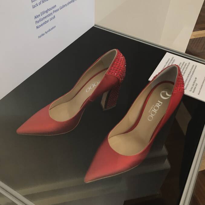 Julie Bishop's shoes at the Museum of Australian Democracy in Canberra. Photo: Supplied