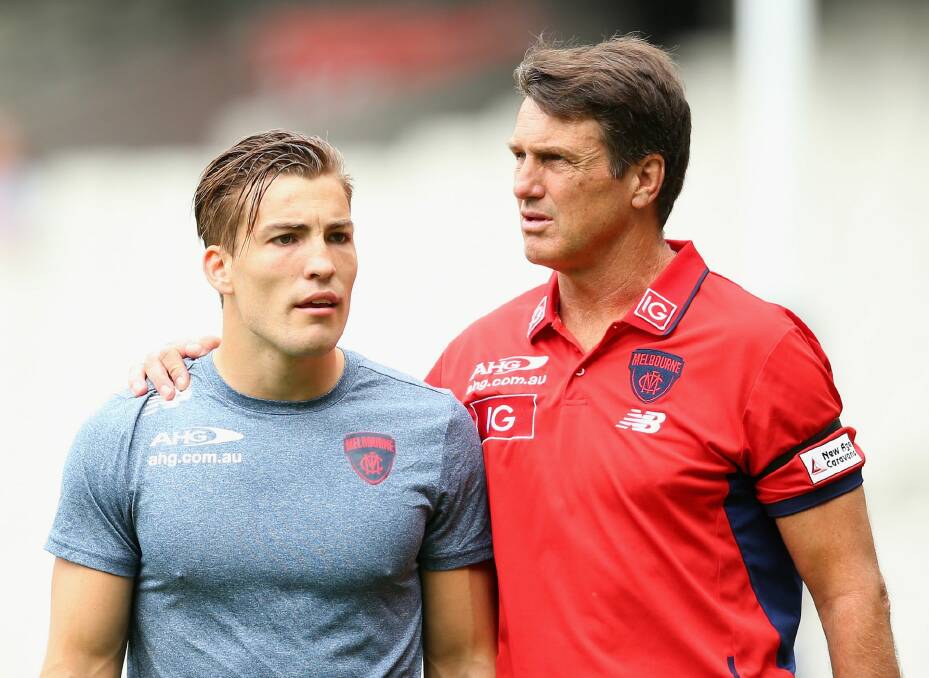 Paul Roos and Demons young gun Jack Viney. Photo: Getty Images