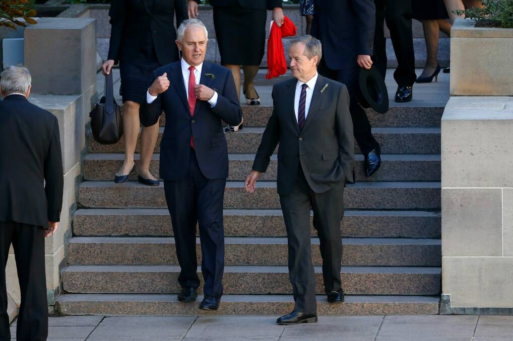 Stuff and nonsense: Prime Minister Prime Minister Malcolm Turnbull (left) and Opposition Leader Bill Shorten are yet to show their true colours. Photo: Alex Ellinghausen