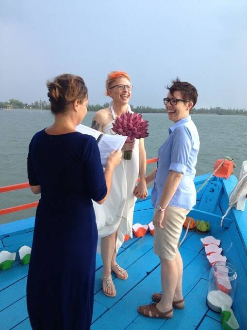 Belconnen couple Frances Bodel and Julie Maynard married in Vietnam on Monday. Photo: Supplied