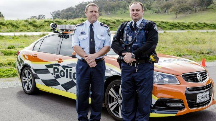Traffic Operations Station Sergeant Rod Anderson and Road Safety Operations Team Sergeant Stuart Howes. Photo: Jamila Toderas