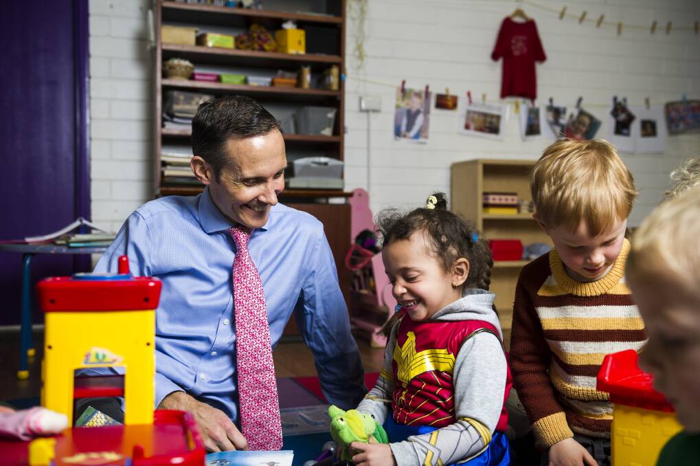 Fenner MP Andrew Leigh said an estimated 12,000 Canberra children would be eligible for the scheme. Photo: Dion Georgopoulos
