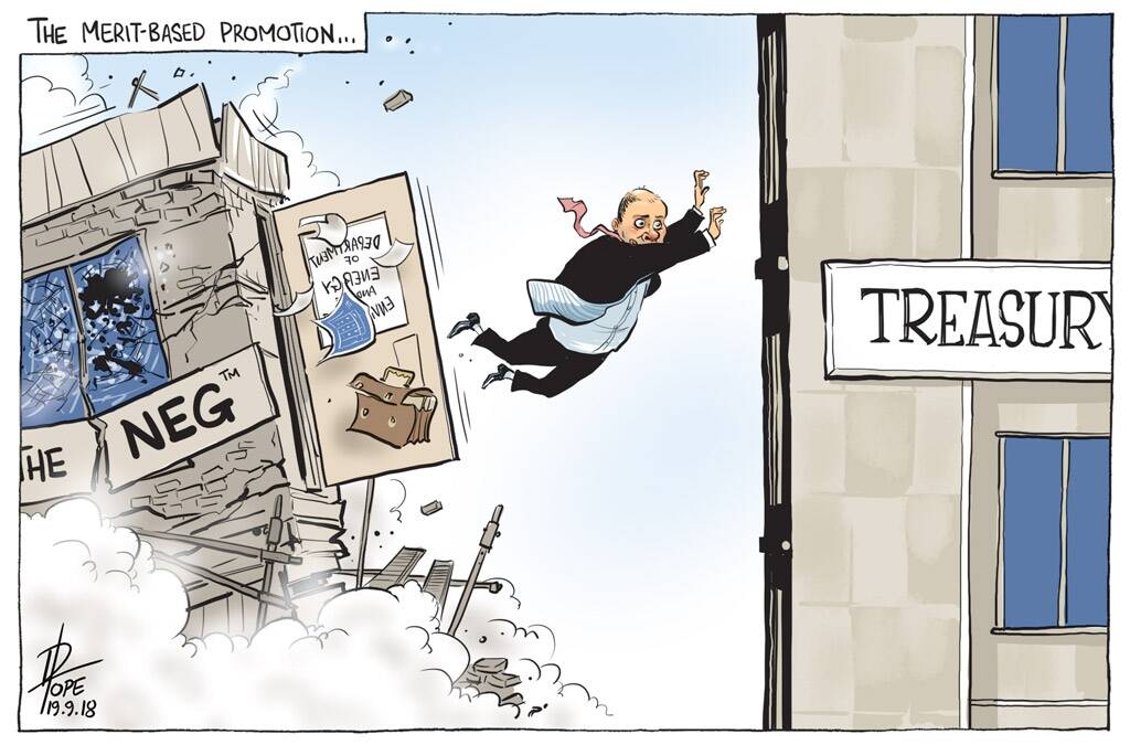 The Canberra Times editorial cartoon for Wednesday, September 19, 2018. Photo: David Pope