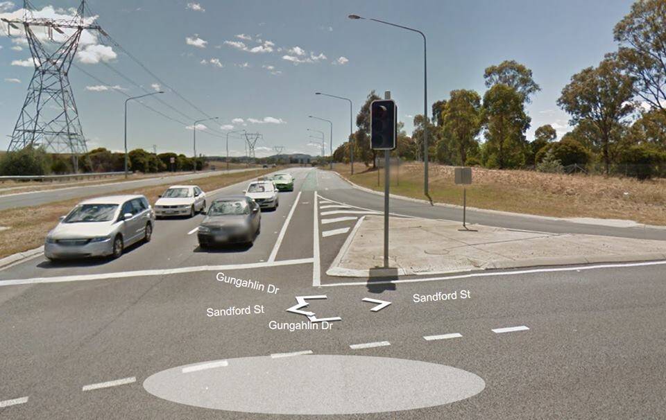 The intersection where the truck crashed into the car.  Photo: ACT Policing